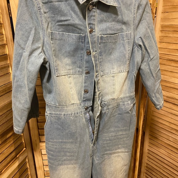 SHEIN Button front denim jumpsuit - Picture 10 of 16